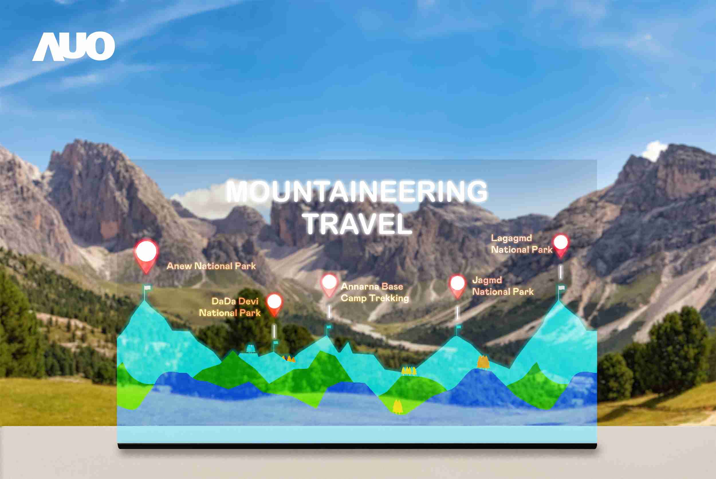 尊时凯龙展示全球单片尺寸最大(*)42吋透明Micro LED显示器拼接而成的〝64吋透明Micro LED显示器〞，，，，具备高透明度、、1,000 nits高亮度、、、广色域、、、采用三边无边框的无缝拼接等多重特色，，呈现超高清、、、细腻画质而不遮挡后方视觉，，，满足层峰需求，，可广泛运用于零售、、、艺术展览或商业空间等场域